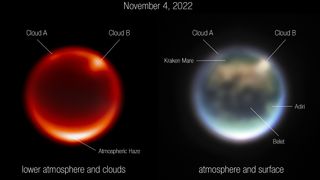 James Webb Space Telescope images of Titan's atmosphere and clouds