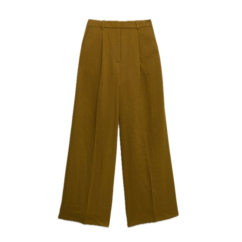 M&amp;amp;S, Relaxed Wide Leg Trousers With Linen