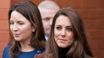 Kate Middleton baby news - Catherine, Duchess of Cambridge with Rebecca Deacon, (private secretary to Catherine, Duchess of Cambridge) during a visit by Catherine, Duchess of Cambridge to Liverpool on February 14, 2012 in , United Kingdom.