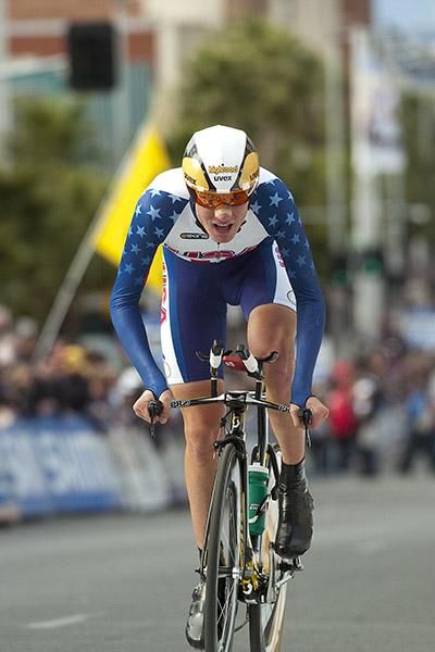 Tejay Van Garderen from the USA finished in 24th place for the men's elite time trial in Geelong.