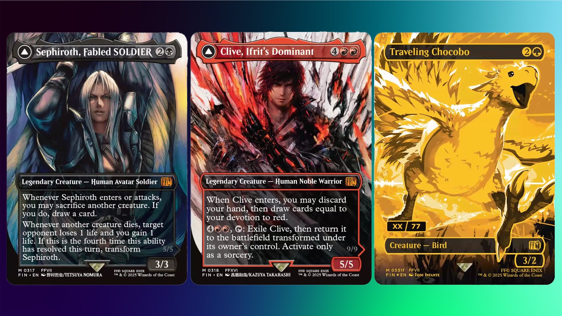 Magic the Gathering cards featuring Final Fantasy characters