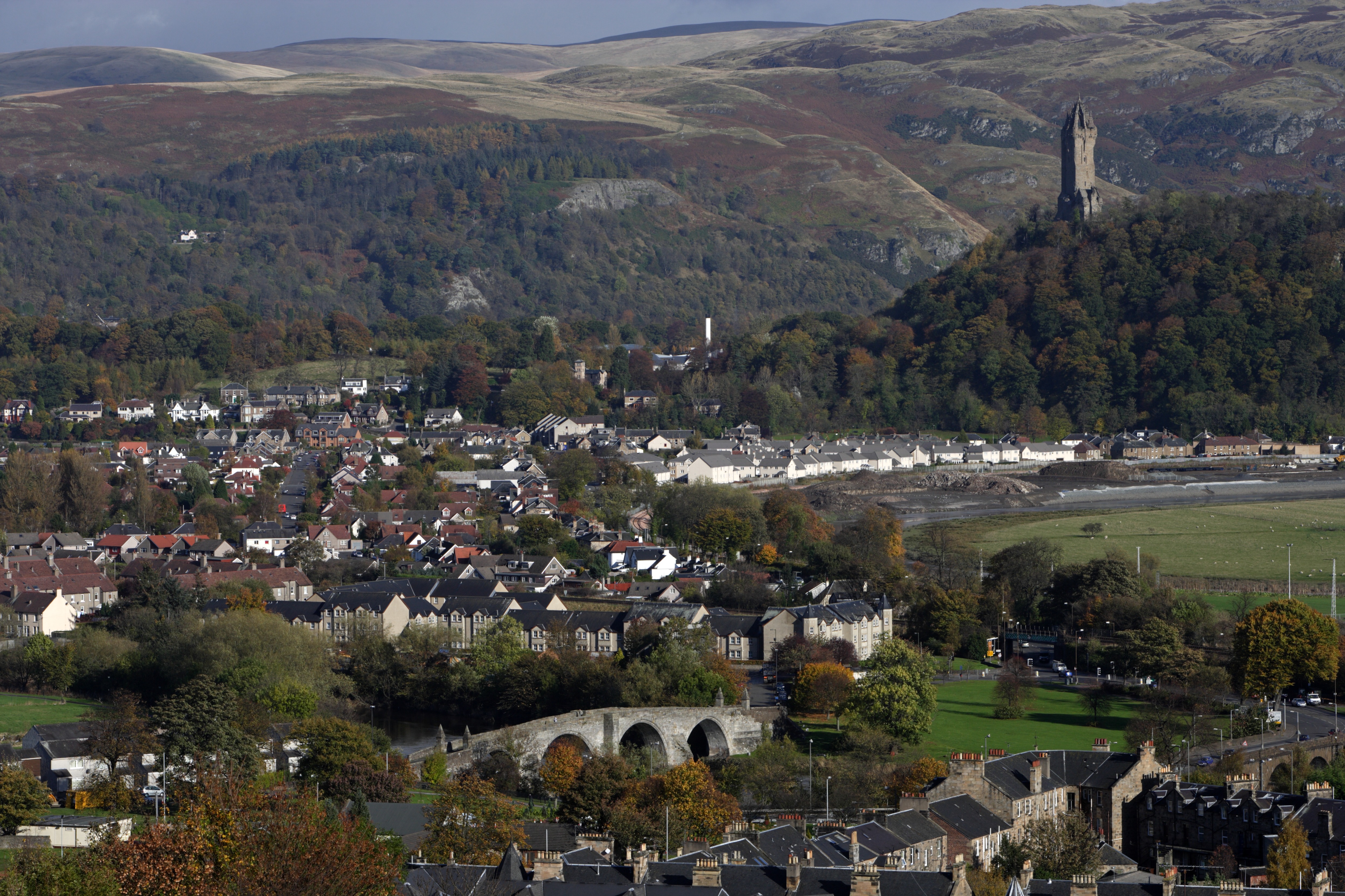 Aerial view of Stirling city in Scotland