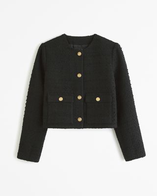 Collarless Tweed Jacket