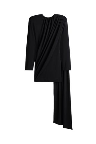 Shawl-Detail Draped Dress