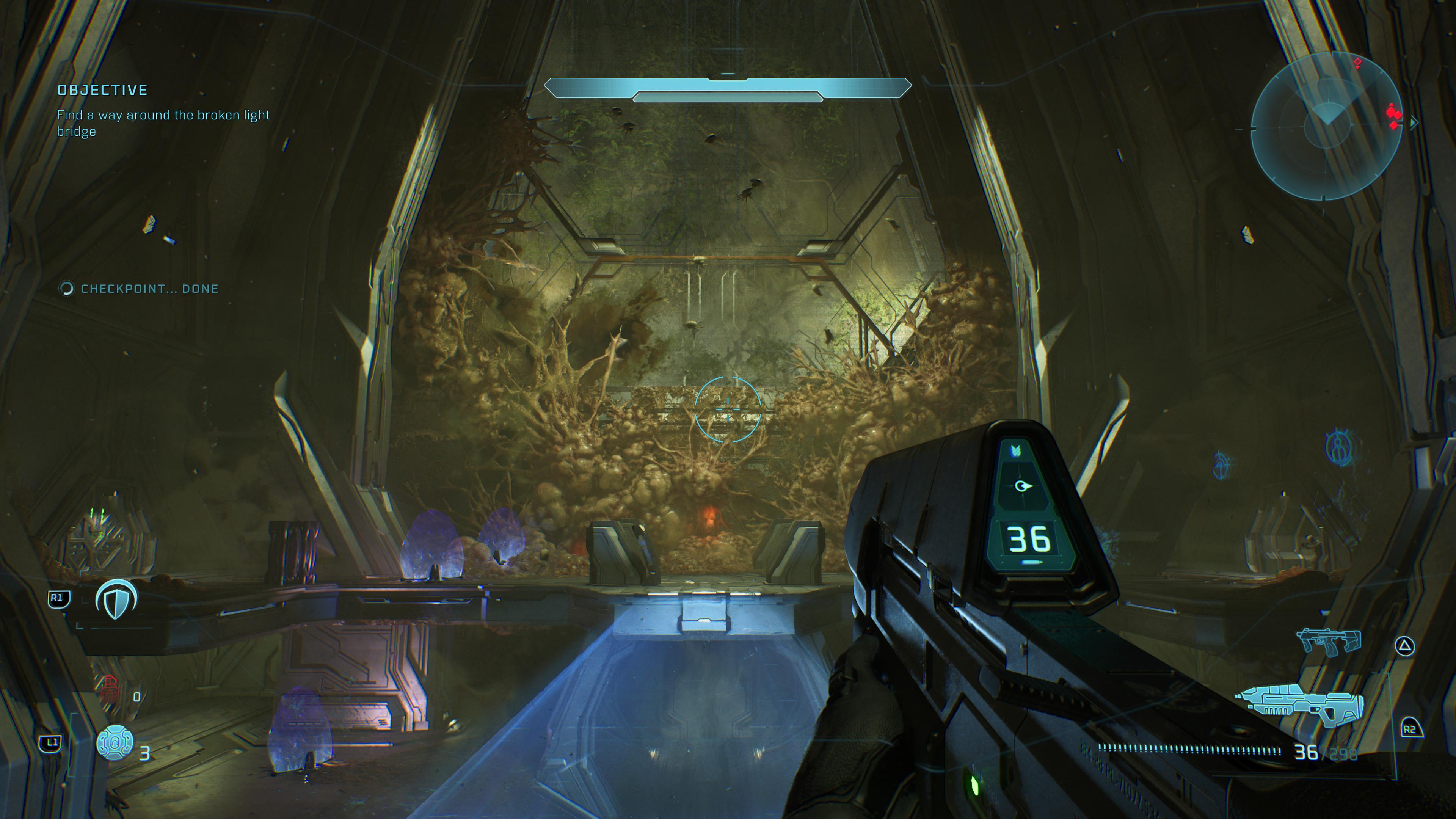Screens of the game Halo, a sci-fi landscape