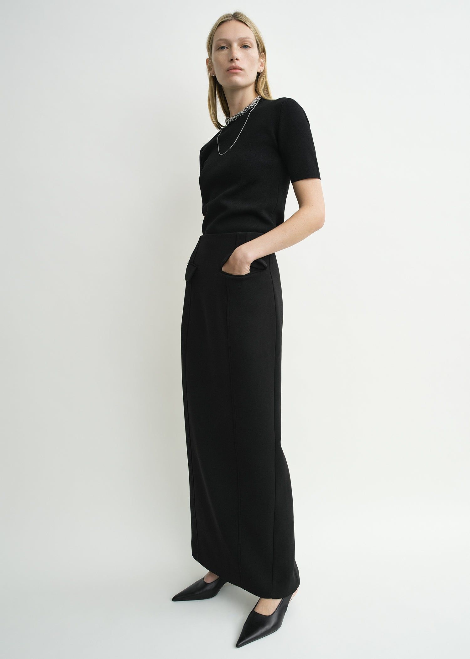 Pocket Suit Skirt Black