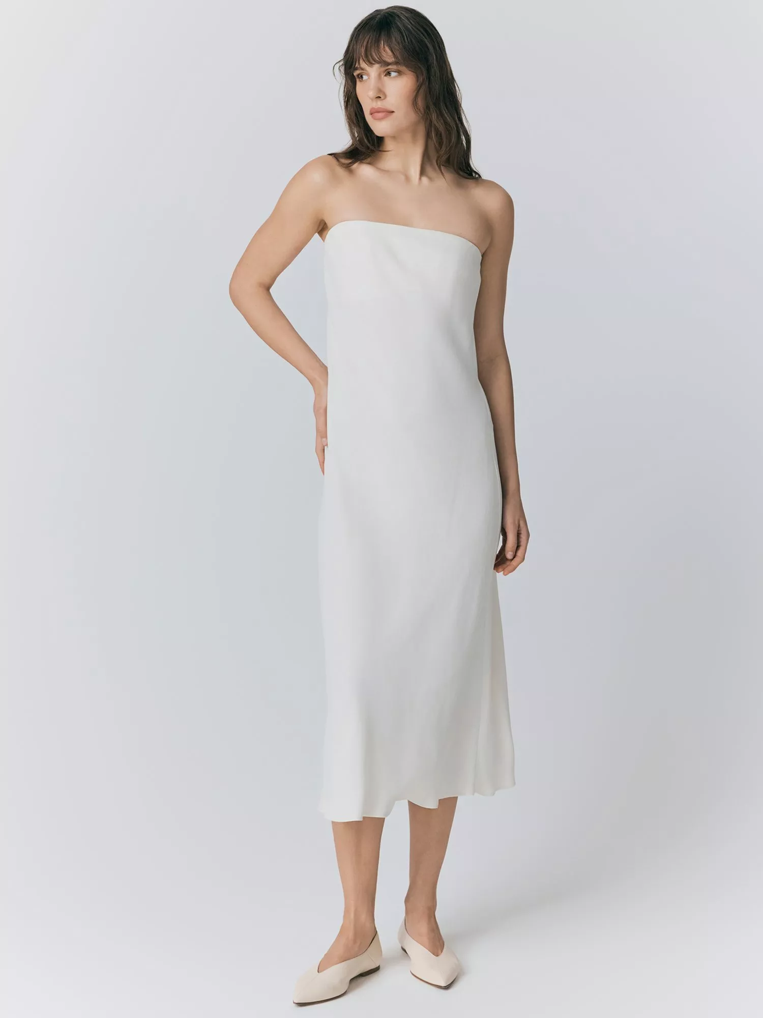 Ghost Juliette Strapless Midi Dress, Ivory