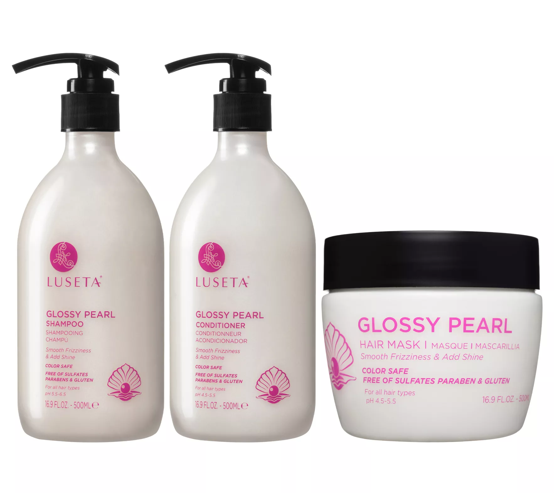Luseta Glossy Pearl Shampoo, Conditioner &amp;amp; Mask Set
