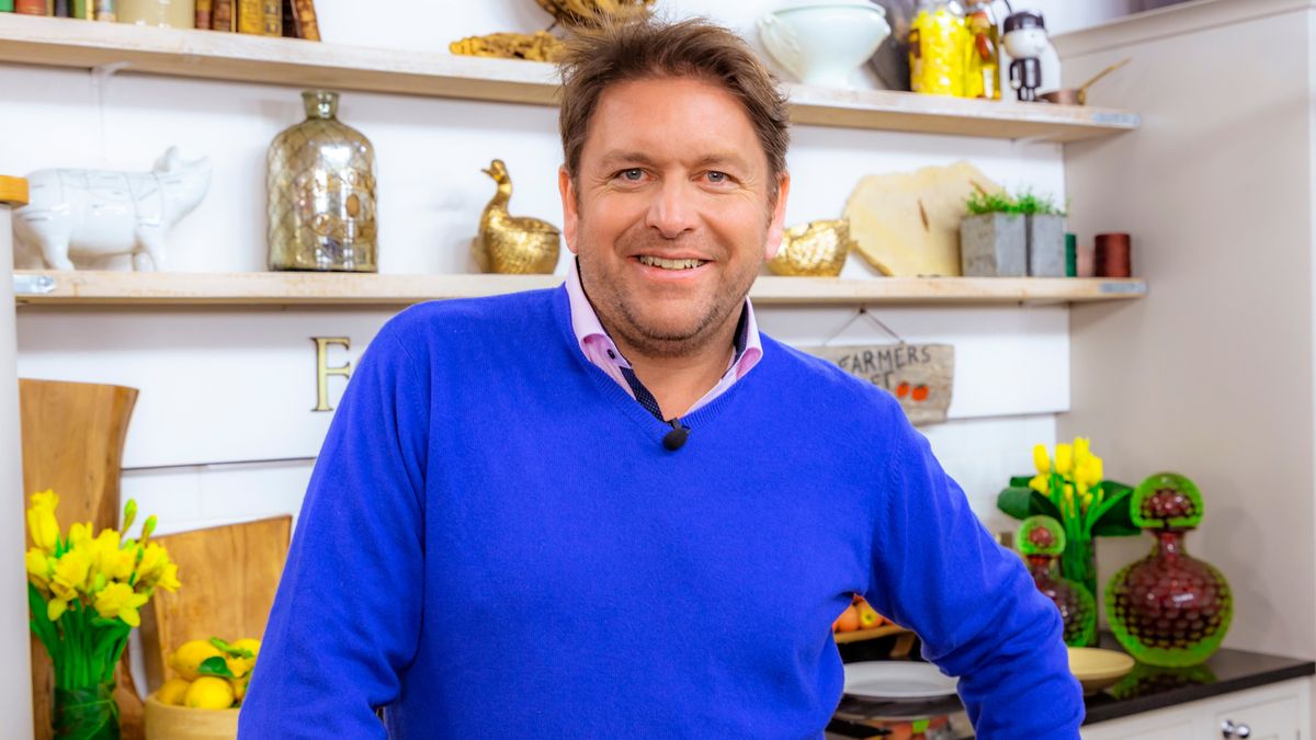 James Martin standing in his kitchen for James Martin&#039;s Saturday Morning