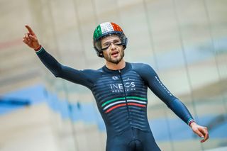 Filippo Ganna breaks the UCI Hour Record on 8 October 2022, riding 56.792 kilometres