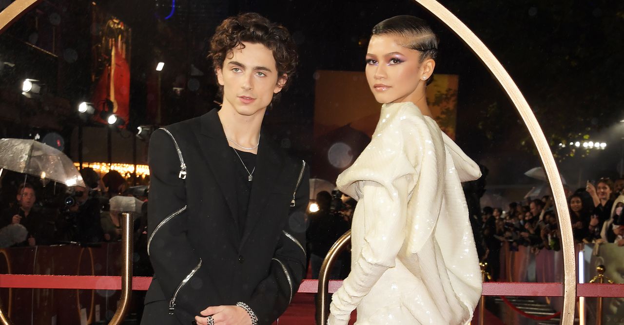 Zendaya and Timothée Chalamet attend the UK Special Screening of &quot;Dune&quot; at the Odeon Luxe Leicester Square on October 18, 2021 in London, England.