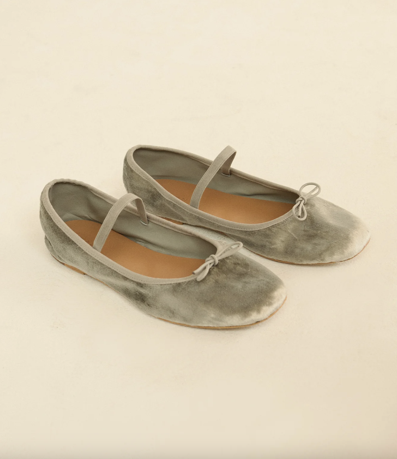 sage green velvet ballet flat