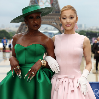 Cynthia Erivo and Ariana Grande attend the red carpet ahead of the opening ceremony of the Olympic Games Paris 2024 on July 26, 2024 in Paris, France