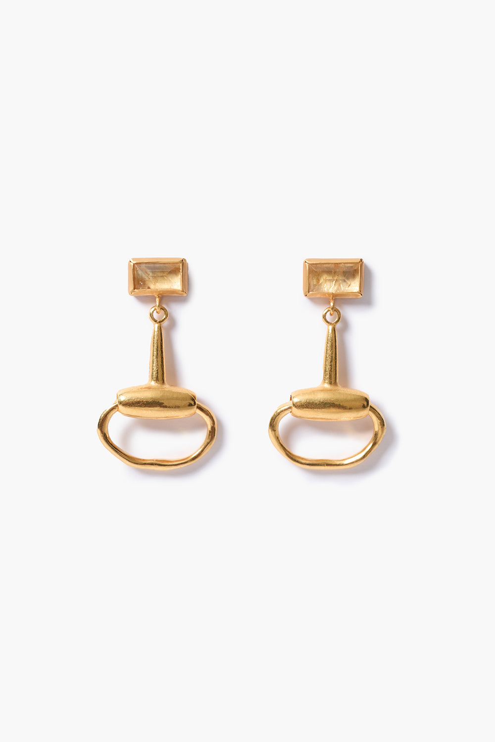 Horsebit Drop Earrings Citrine