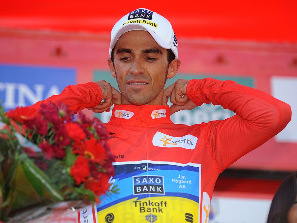 Contador on the podium at the 2012 Vuelta