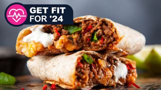 Beef burrito with TechRadar fitness week badge overlaid