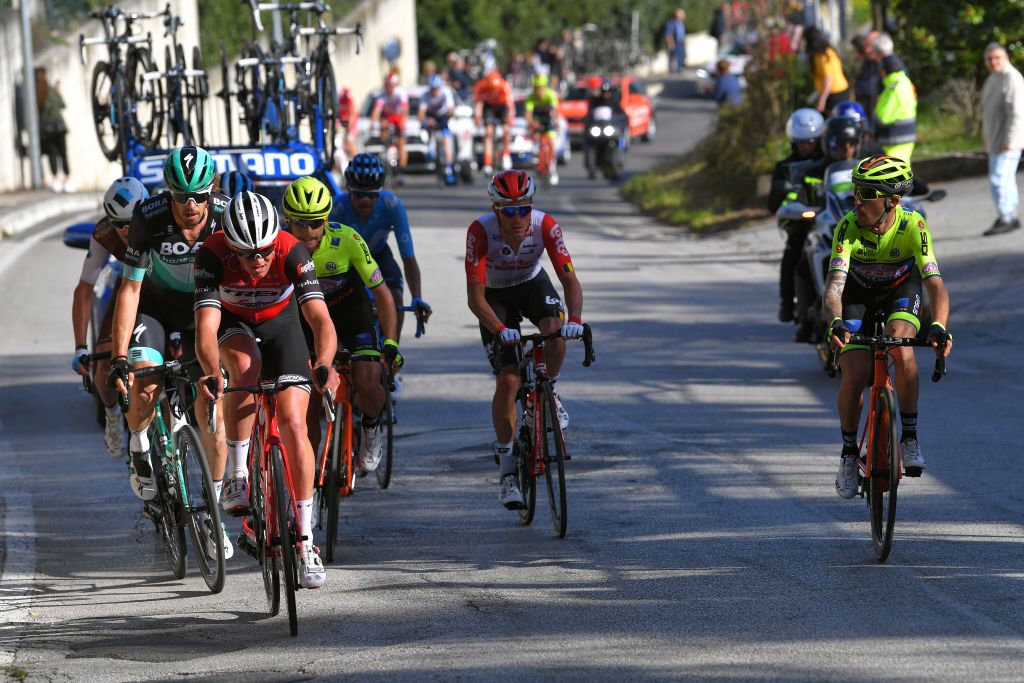 Mads Pedersen leads the breakaway