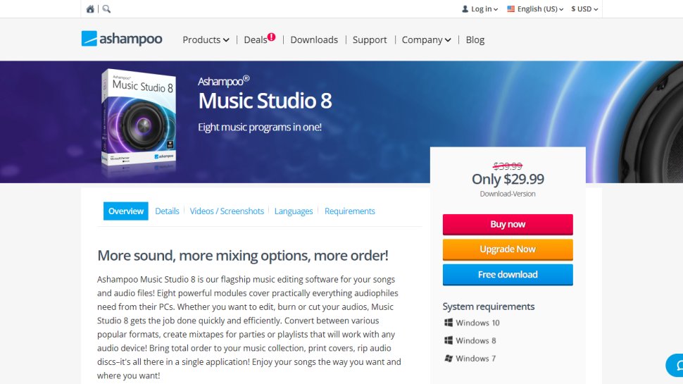 Website screenshot for Ashampoo Music Studio