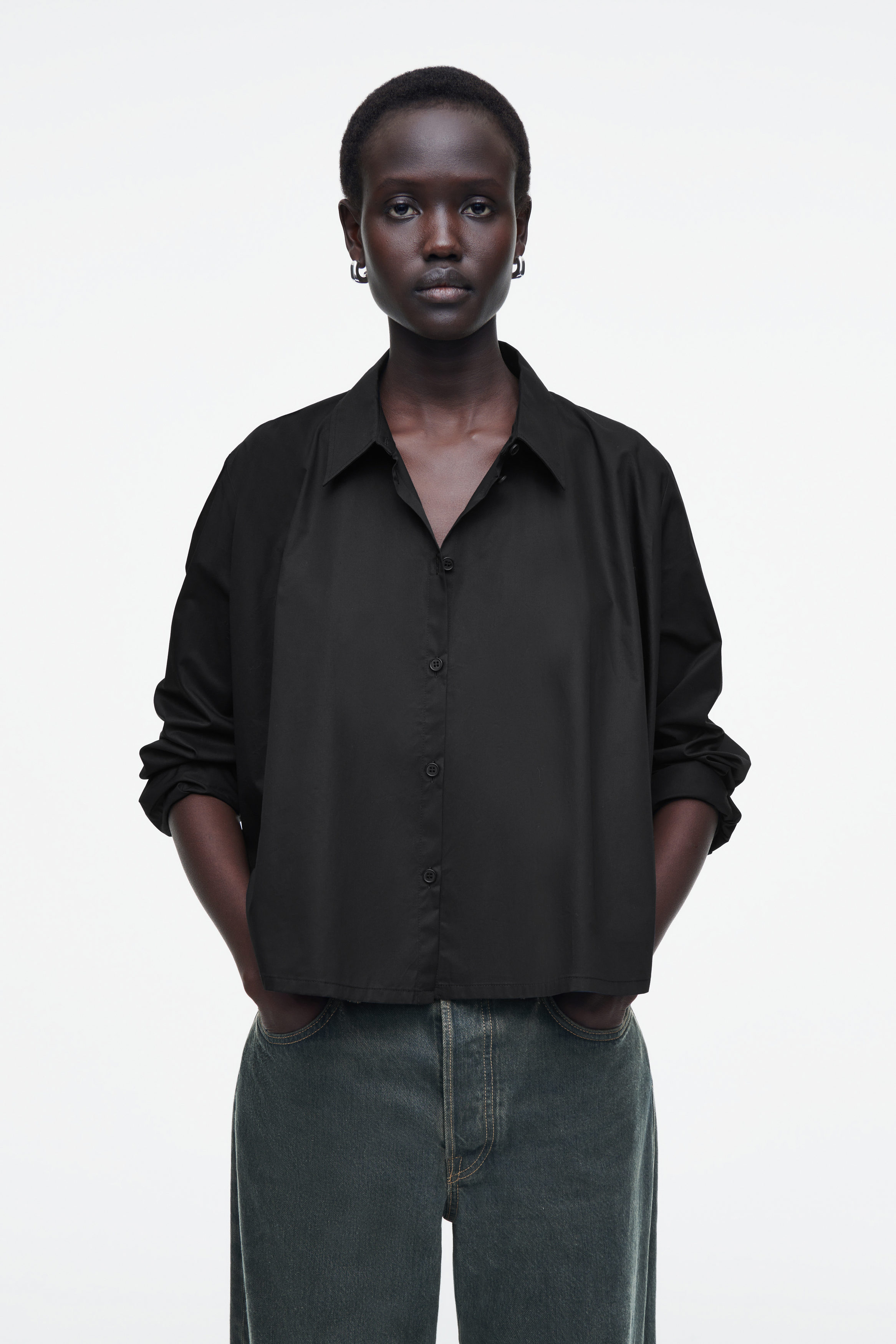 Relaxed trumpet cotton shirt