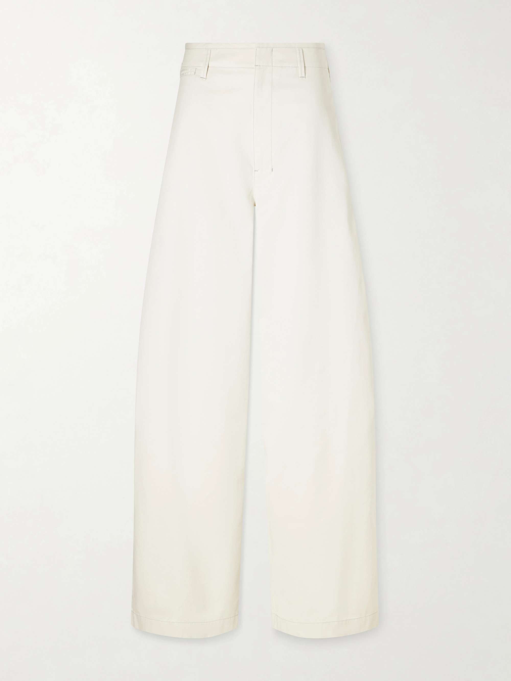 Cotton Chino Wide-Leg Pants