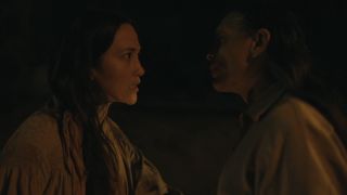 Marie (Lily Gladstone) and William Johnson (Zahn McClarnon) argue in The Last Manhunt