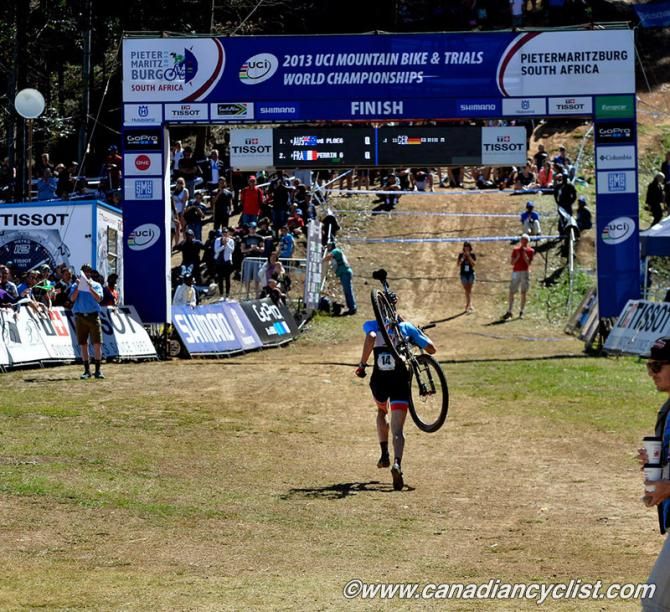 Max Plaxton (Canada) finishing CX style after a mechanical