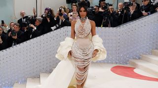 Kim Kardashian attends the 2023 Costume Institute Benefit celebrating "Karl Lagerfeld: A Line of Beauty" at Metropolitan Museum of Art on May 01, 2023 in New York City.