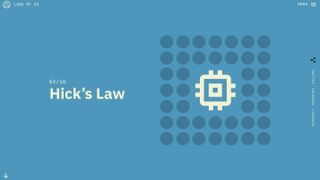 Hick's law title from Laws of UX site