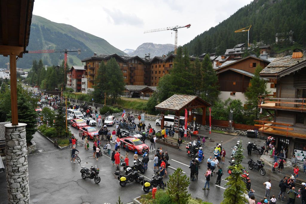 The scene at the new 'finish' in Val d'Is&egrave;re