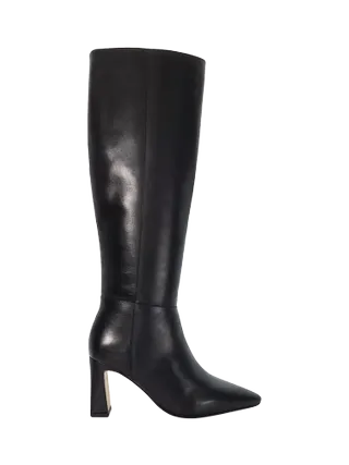 Dune Startler Leather High Heel Knee High Boots, Black