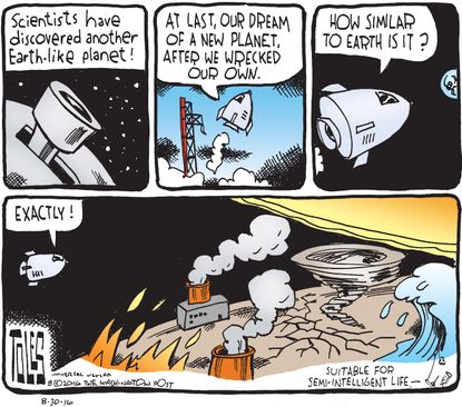 Editorial cartoon U.S. Planet Discovery Same As Earth