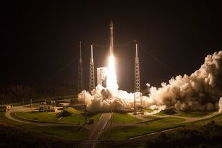 A United Launch Alliance Atlas V rocket launches the NROL-52 spy satellite into orbit from Space Launch Complex 41 at Cape Canaveral Air Force Station in Florida on Oct. 15, 2017.