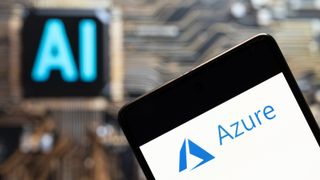 The American file hosting and cloud computing service owned by Microsoft, Azure logo seen displayed on a smartphone with an Artificial Intelligence (AI) chip and symbol in the background.