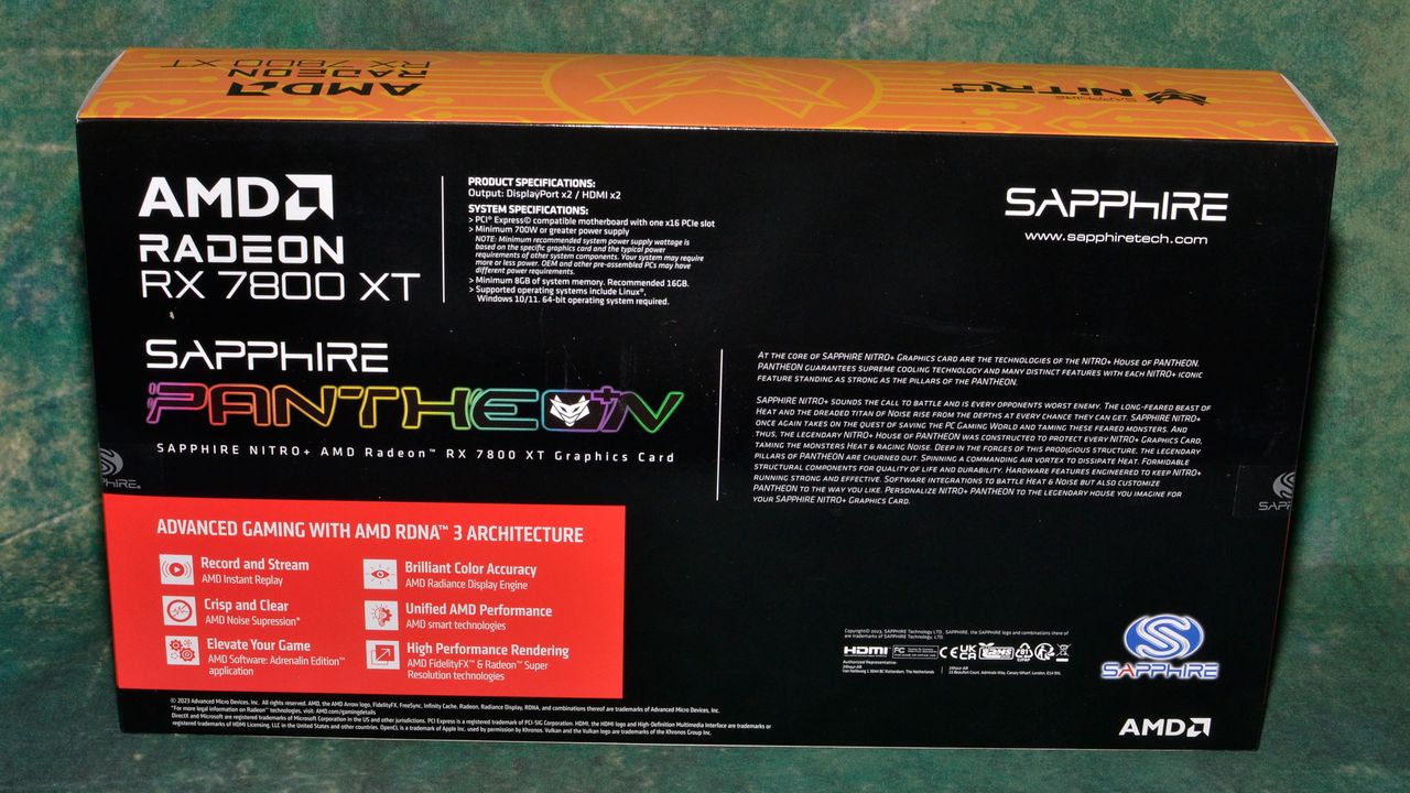 Sapphire RX 7800 XT Nitro+ charts and images