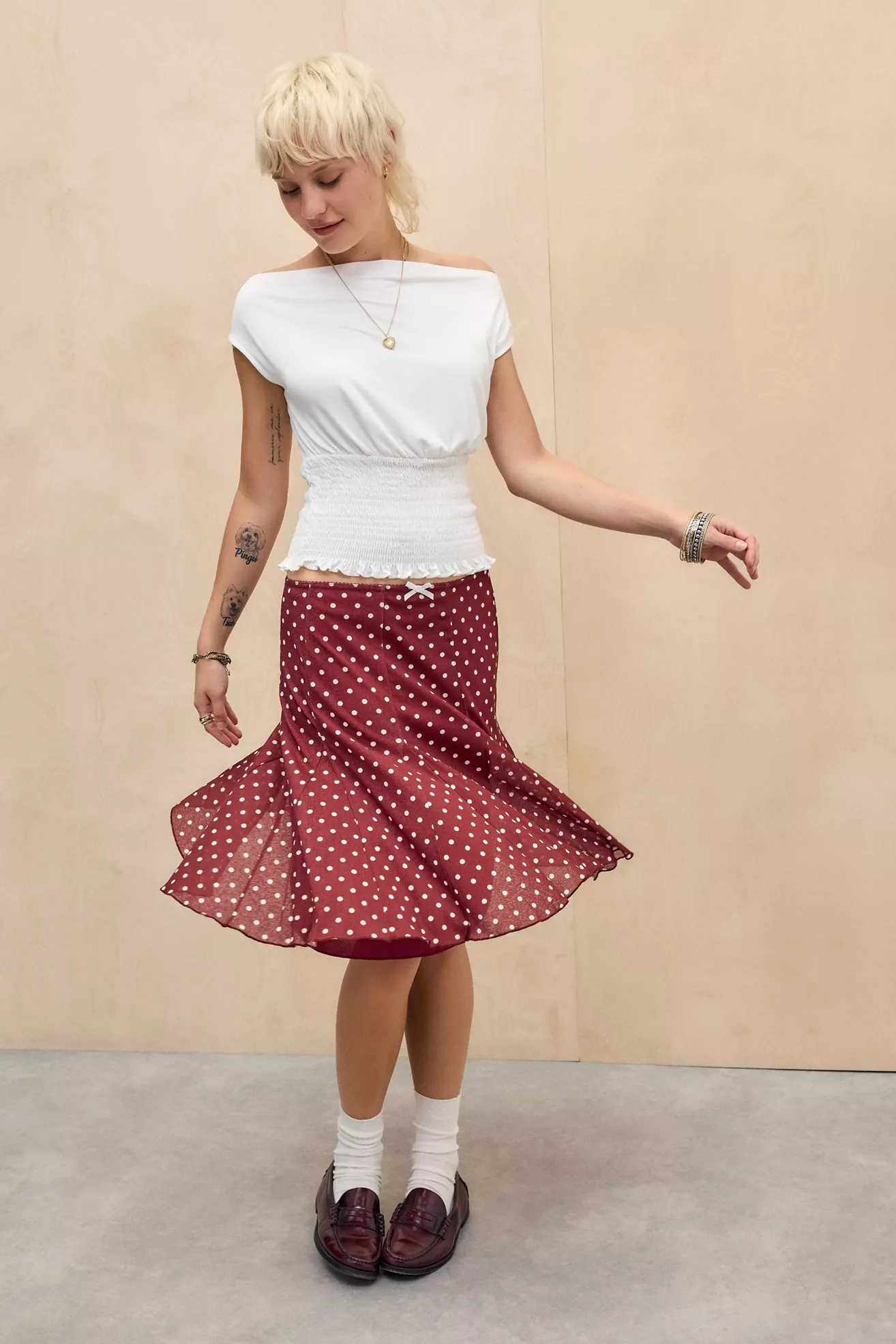 Uo Joni Godet Midi Skirt