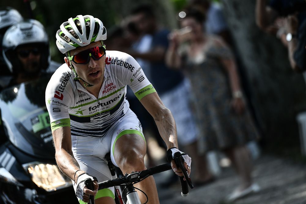 Laurent Pichon rides during his one-man breakaway in the seventh stage of the 105th edition of the Tour de France