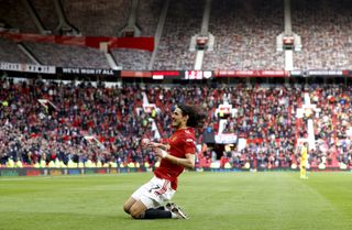 United fans were able to celebrate an early goal from Edinson Cavani