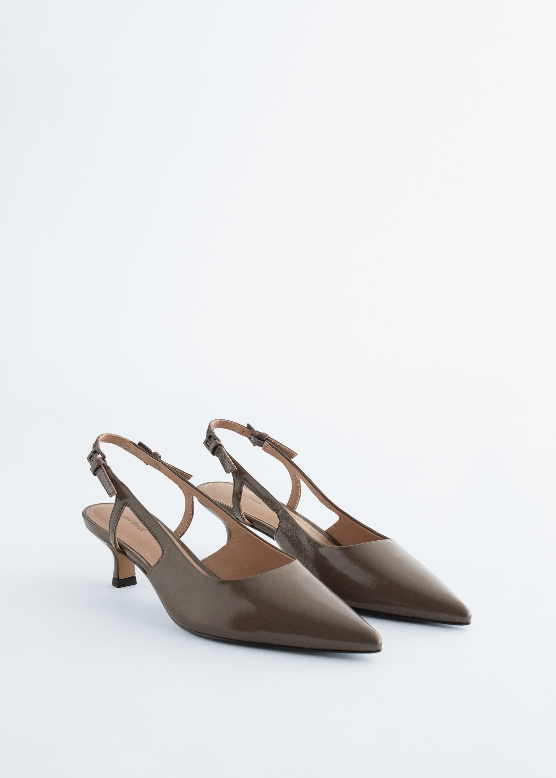 Patent Leather Slingback Pumps - Dark Grey