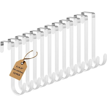 Larger Door Hanger Hooks, 12 Pack Over the Door Hooks for Hanging, Over the Door Towel Rack for Bathroom, Towel Hooks Fits 1 3/8&quot; Door
