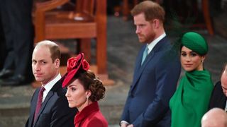 Prince William and Kate, with Prince Harry, Duke of Sussex and Meghan, Duchess of Sussex attend the Commonwealth Day Service 2020 on March 9, 2020 in London, England