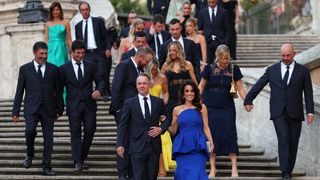 Team Europe arrive at the Spanish Steps for the Ryder Cup gala dinner