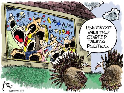 Editorial cartoon U.S. Thanksgiving holiday squabbles