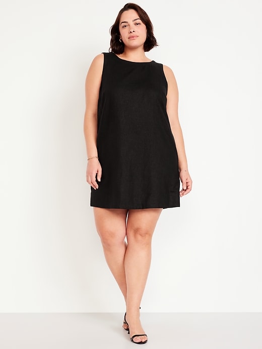 Sleeveless Linen-Blend Mini Shift Dress