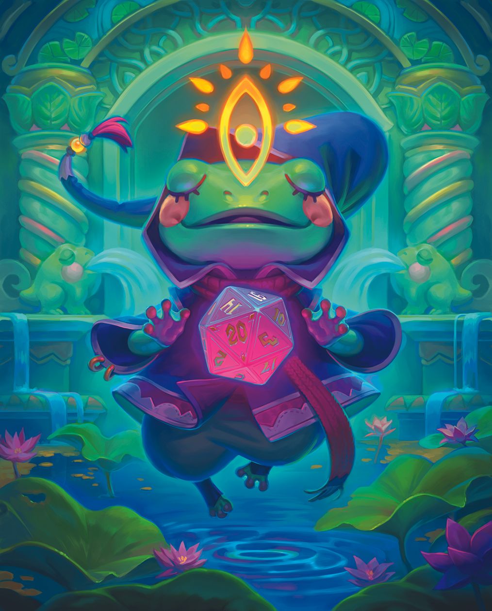 Master Frog com cores contrastantes em tributo a Dungeon Master