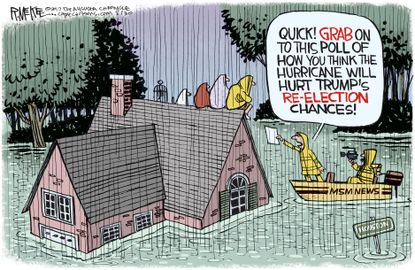 Political cartoon U.S. hurricane Harvey Trump news poll