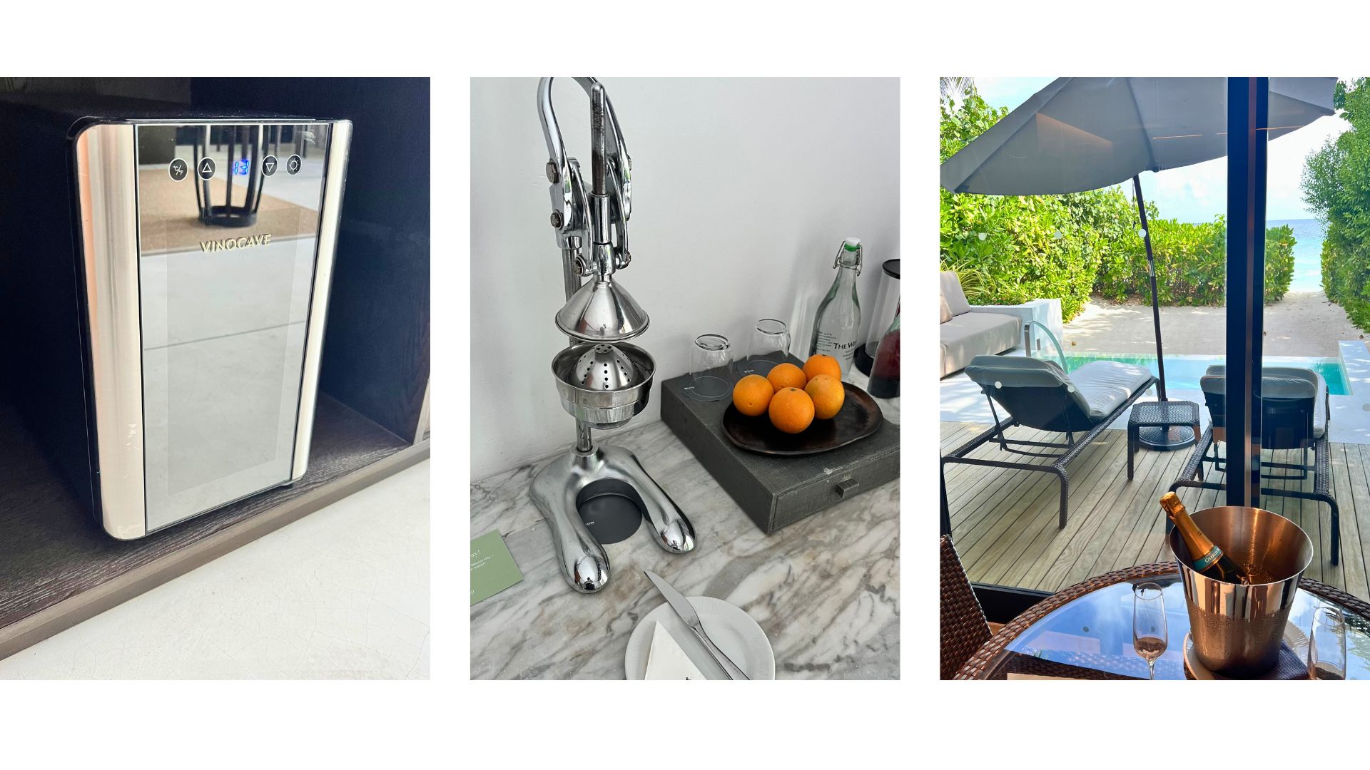 wine fridge, juice press and private pool at the The Westin Maldives Miriandhoo