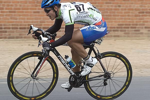 Po Hung Wu (Decked Out-Race) from Chinese Taipei speeds around the streets of Merbein during stage twelve.