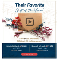 ArtistWorks 6-month Gift Card: Was $179, now $129
GIVE6