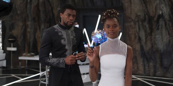 Chadwick Boseman and Letitia Wright in Black Panther