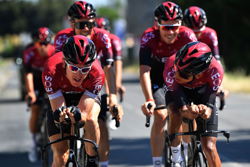 Geraint Thomas and Egan Bernal became reacquainted with time trial bikes on the rest day